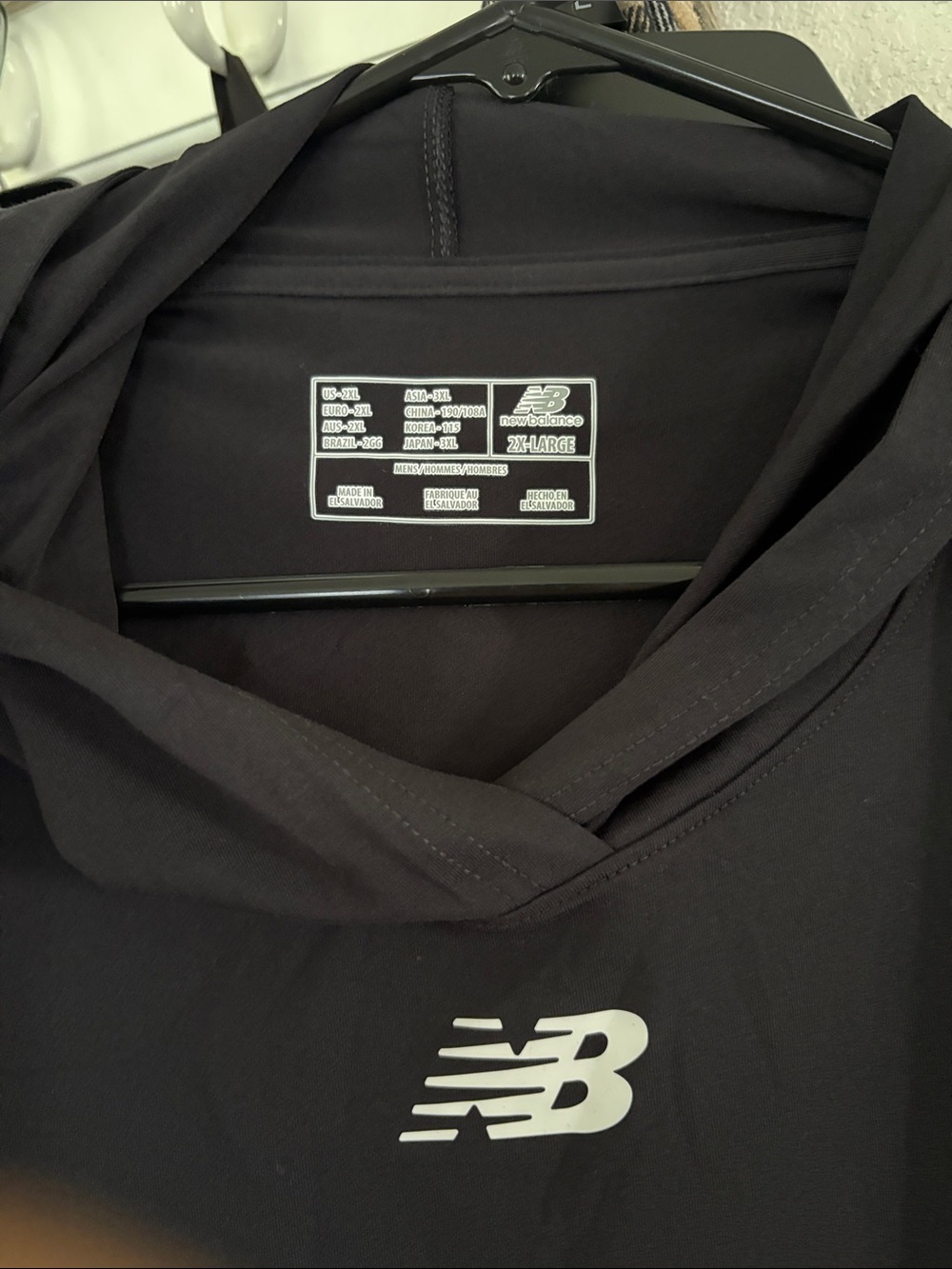 New Balance Men’s Black Hooded Performance Top with White Logo